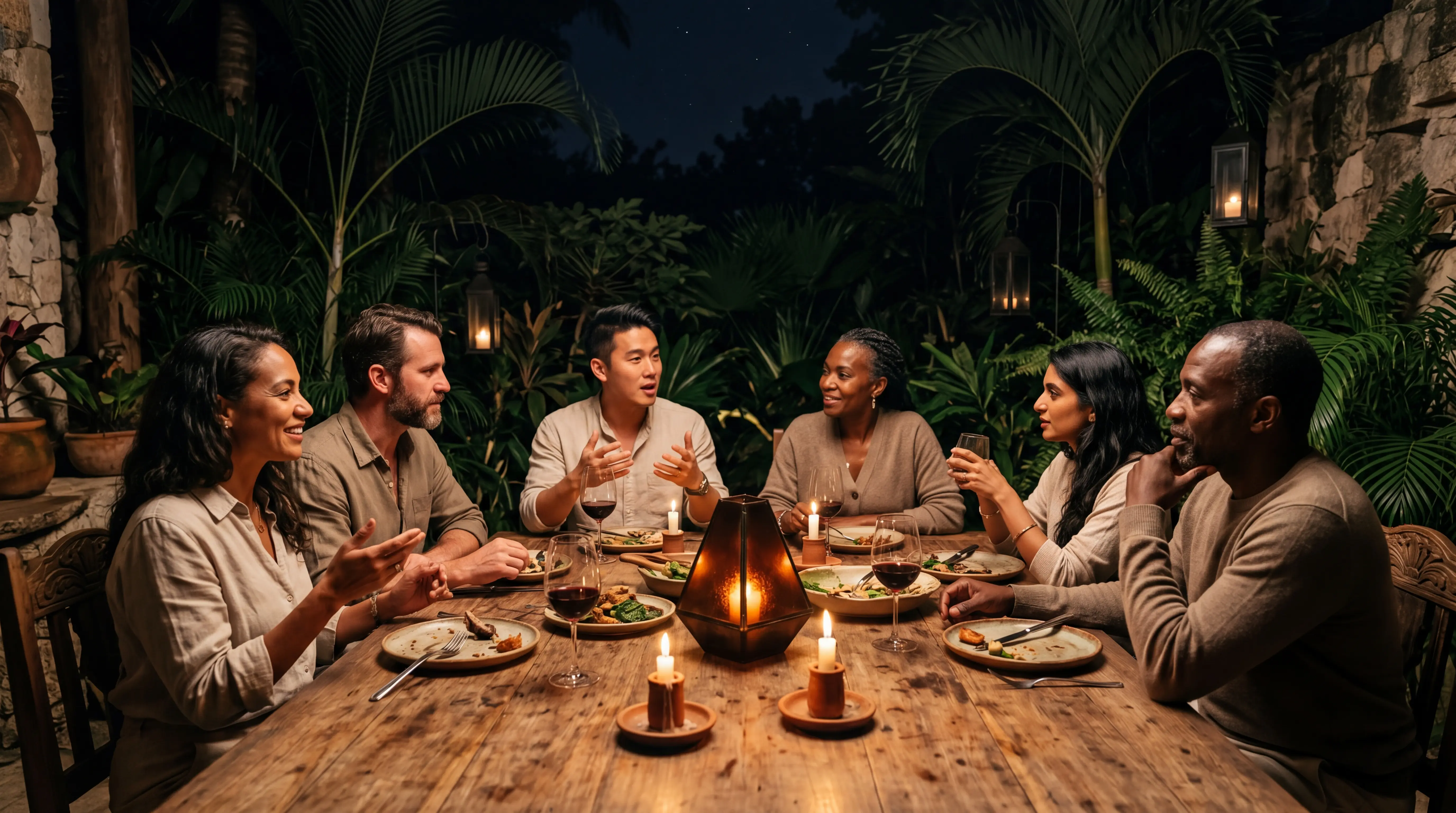 A candlelit table at Hacienda San Andrés