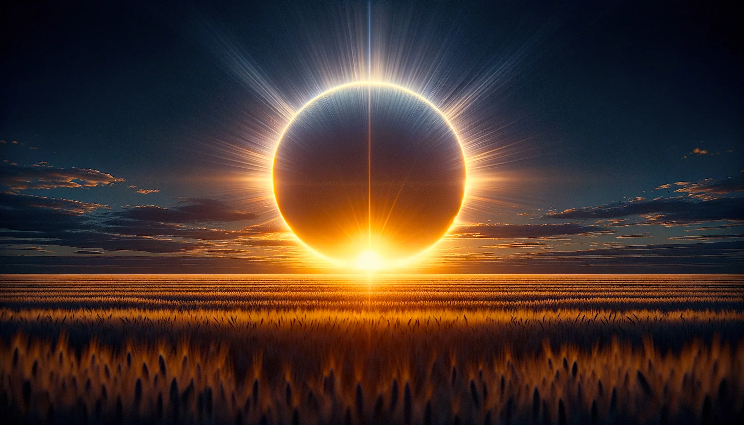 An eclipse over a field